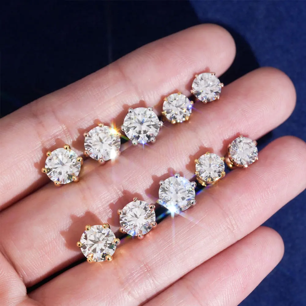 

Сверкающие серьги-гвоздики из стерлингового серебра 925 пробы с муассанитом, классический дизайн с шестью крапанами, модные женские украшения для вечеринок, подарок для нее