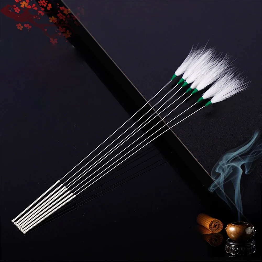 20PCS Chicken Feather Earpick Wax Remover Silver Needle Curette Adult Ear Massage Tools Cleaner Stick Health Care Ear Pick Tools