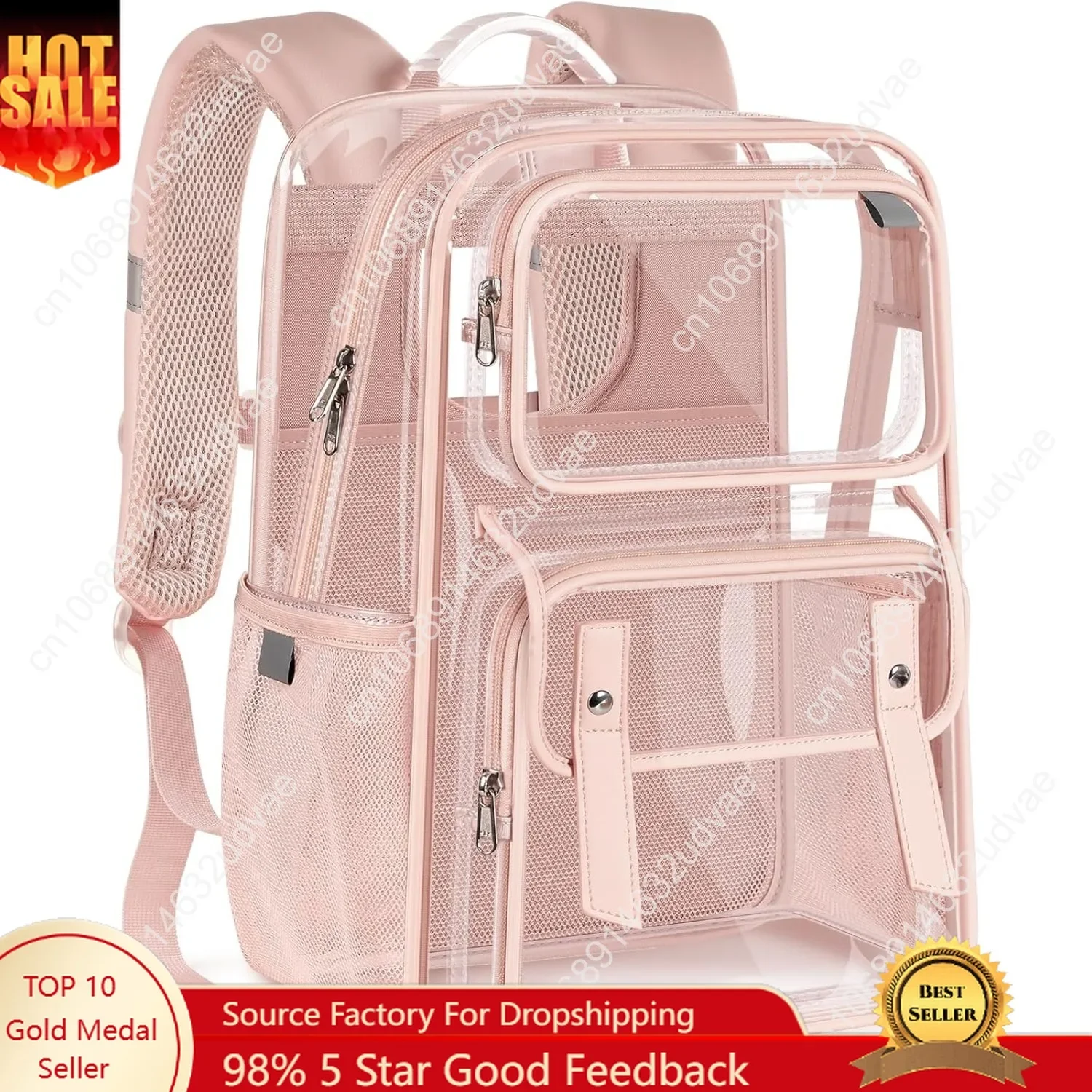 Clear Backpack Heavy Duty, Transparent Bookbag with Reinforced Straps Multi-pockets PVC See Through Backpacks for College Work T