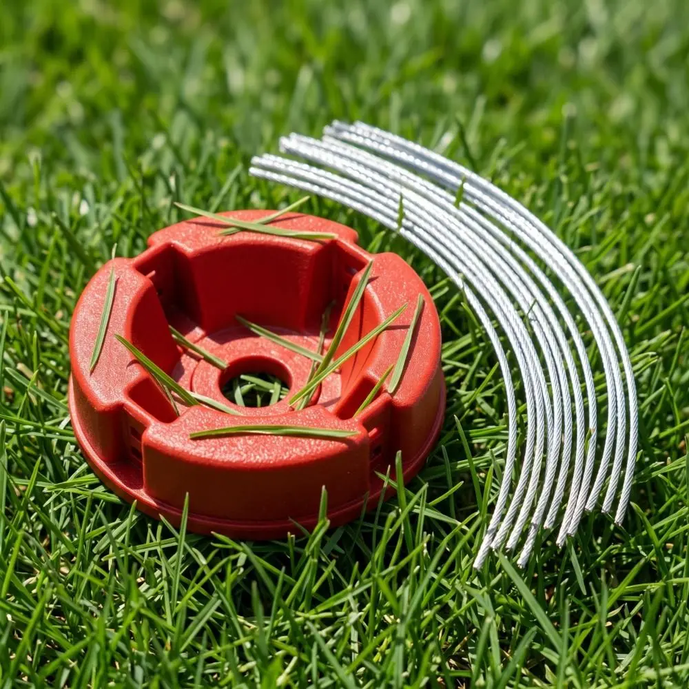 Nylon Steel Line Universal Lawn Mower Head Wire Rope Through Hole Aluminum Alloy Base Trimmer Replacement Head
