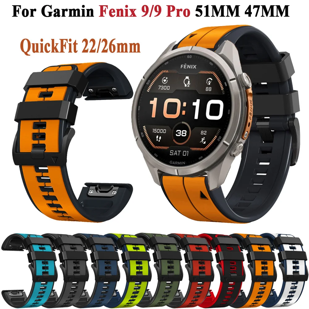 QuickFit Band For Garmin Fenix 9/9 8 Pro 47mm 51mm E 7 7X 6 6X 5X/Epix 2/TACTIX 8/Quatix/Instinct 2 2X 3 Silicone Strap Bracelet
