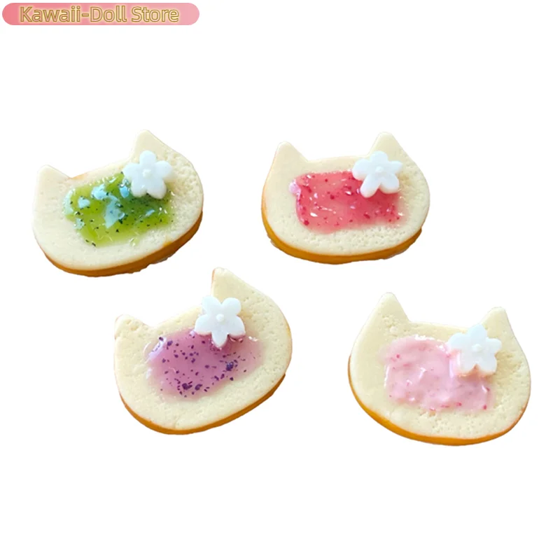 1 Piece New Dollhouse Miniature Food Simulated Cat Jam Toast Bread Model For Doll Accessories