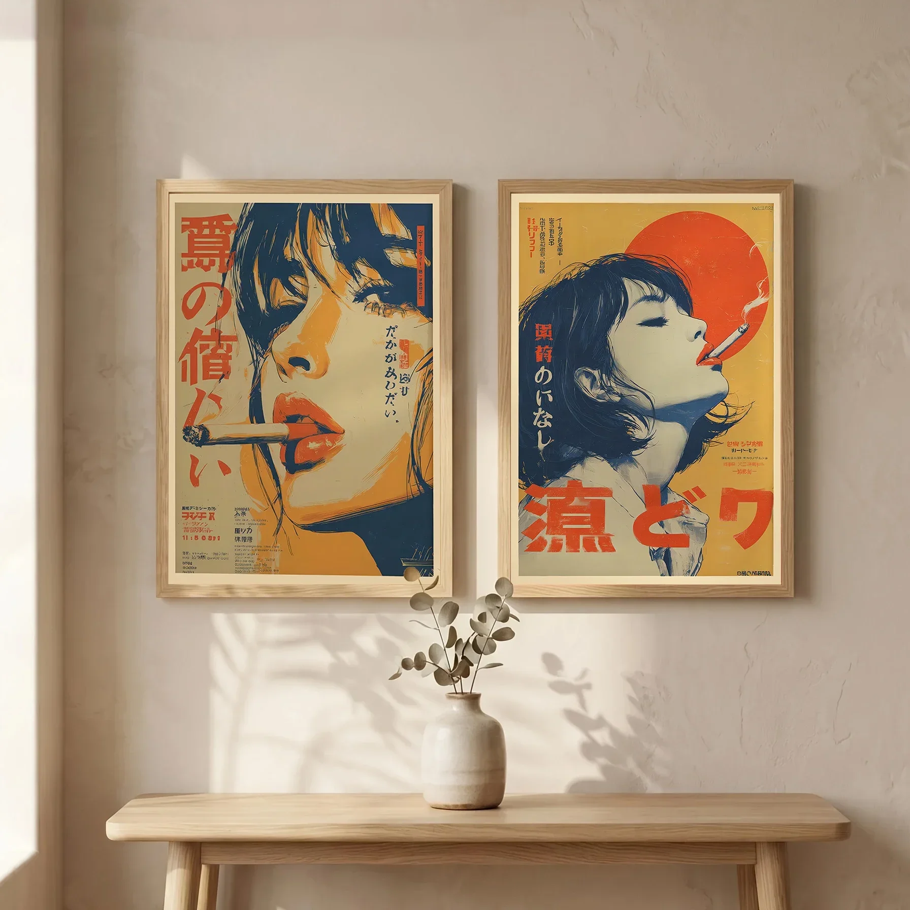 Retro Y2K Japanese Woman Canvas Wall Art Prints - Vintage Tokyo Women Indie Canavs Poster for Living Room Decortion Women's Gift