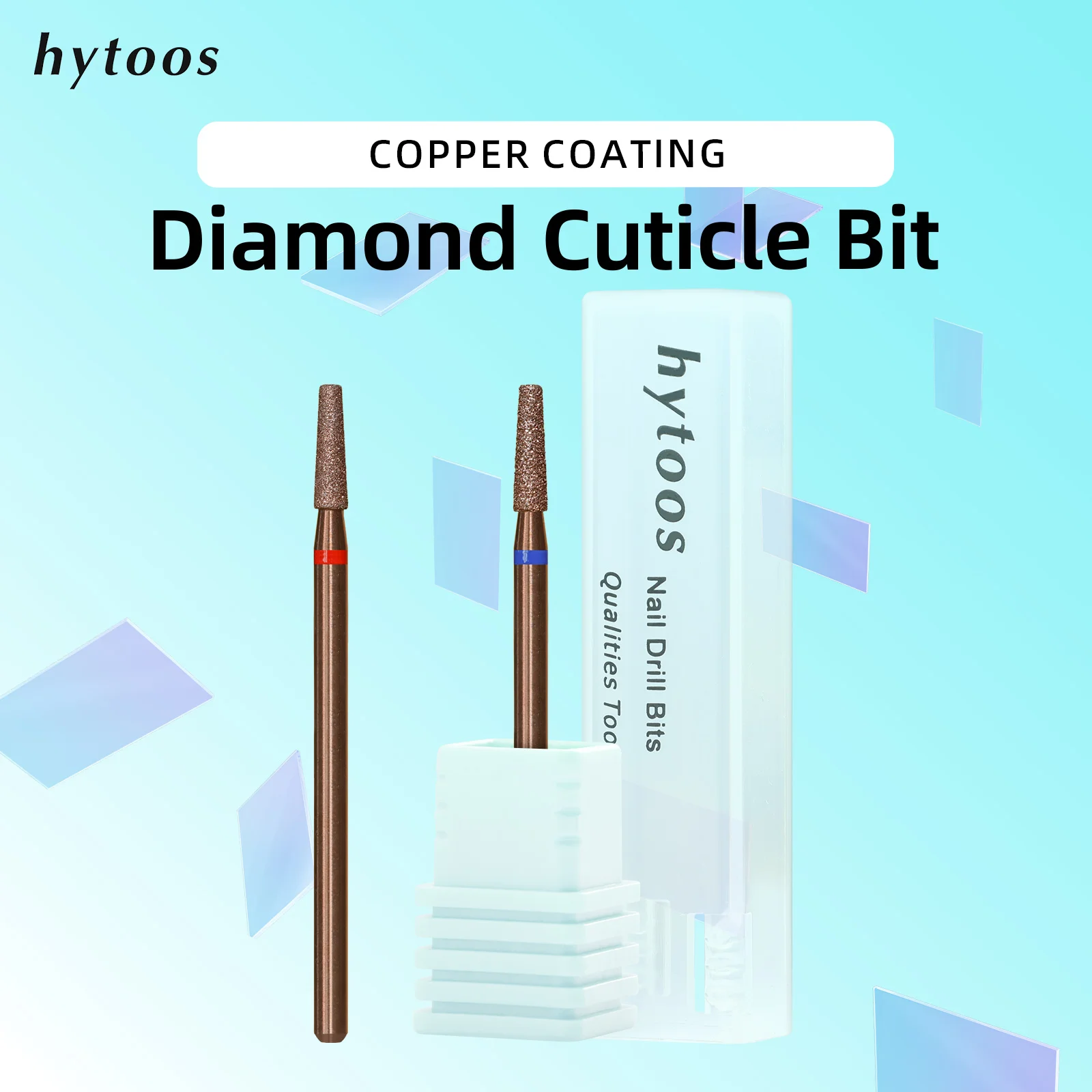Brocas de Diamante Cônicas HYTOOS 2mm com Revestimento de Cobre para Cutículas Russas, Ferramentas Profissionais para Remoção de Pele Morta e Manicure