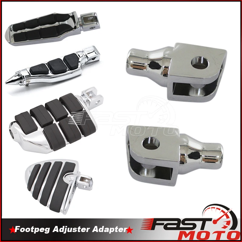 Motorbike Chrome Aluminum Foot Pegs Adapter Mount for Honda GL1800 Suzuki Boulevard M50 M90 M109R Volusia 800 Footrests Adjuster