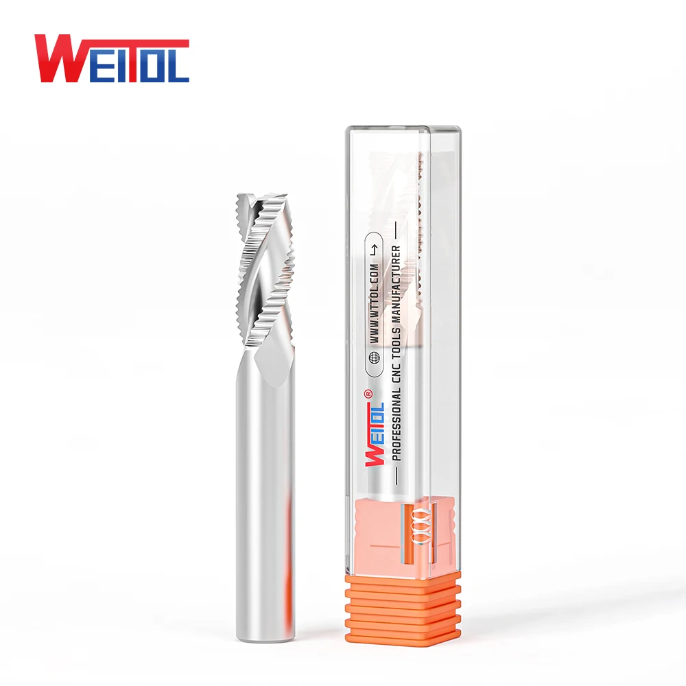 WeiTol Fresa de desbaste de carburo sólido HRC55 4 flautas Herramientas de fresado CNC Brocas de enrutador para aluminio/acero