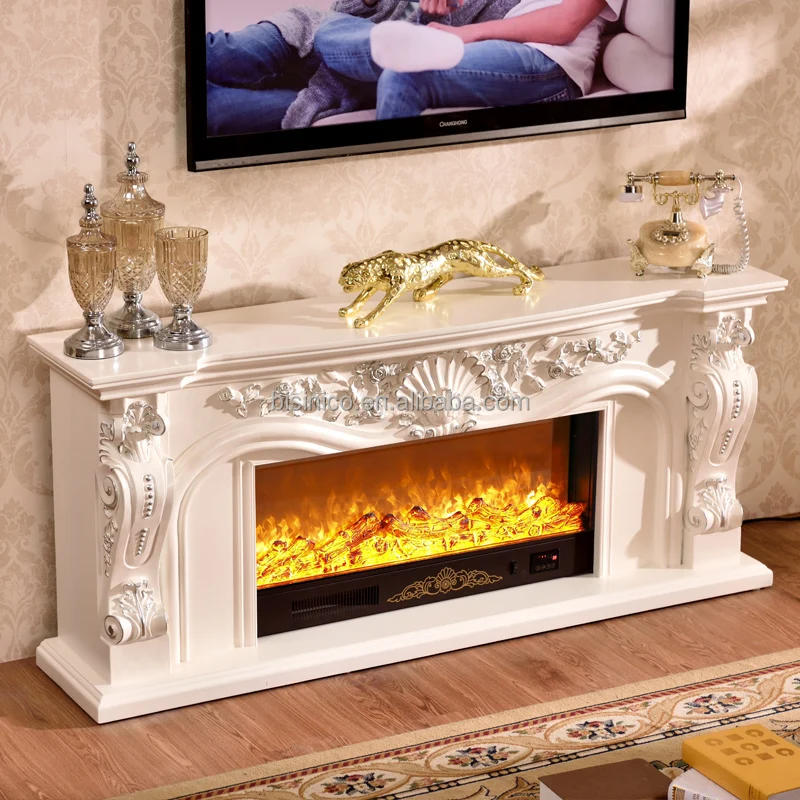 Najlepiej sprzedający się antyczny kominek z litego drewna z wkładką płomieniową (MOQ = 1 ZESTAW)