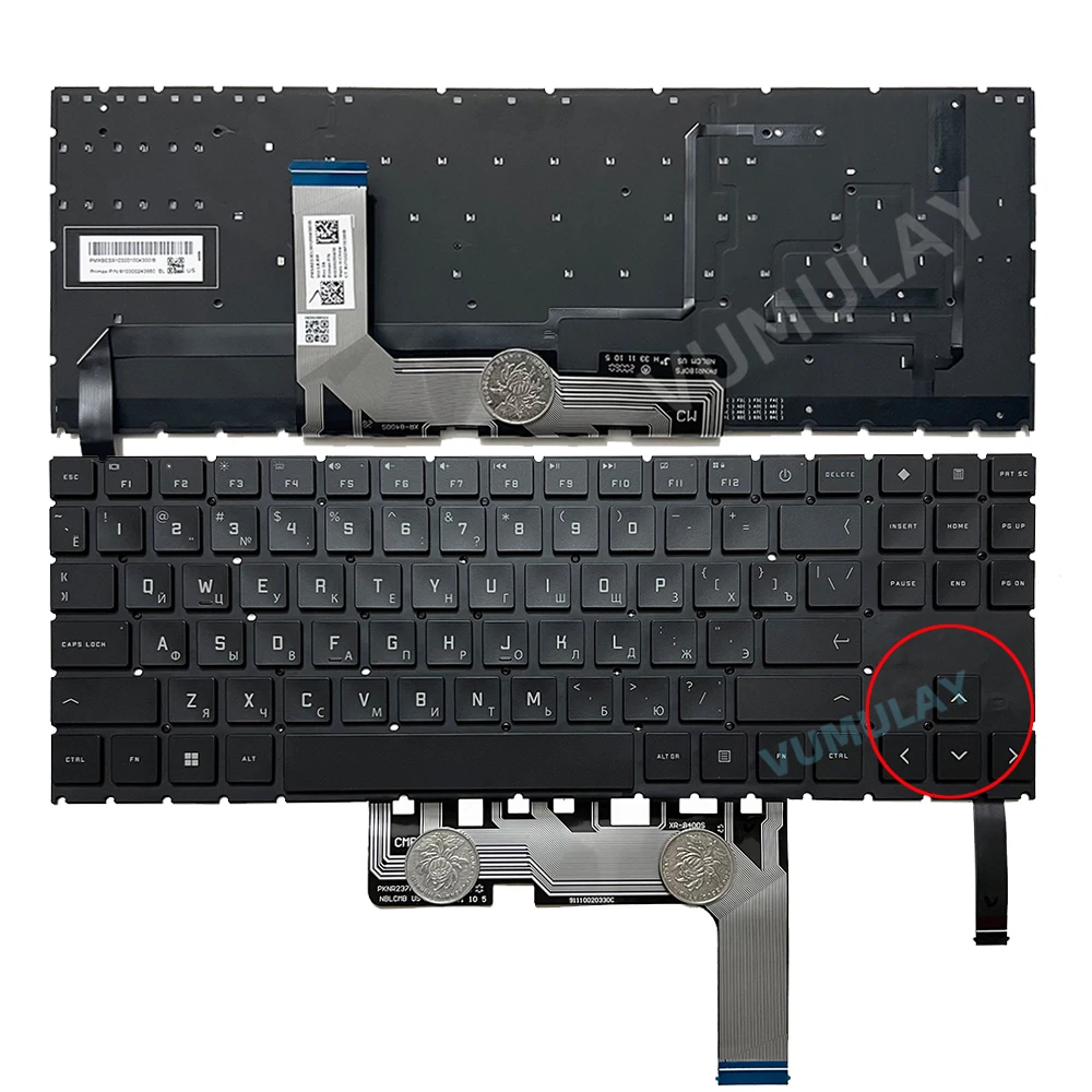 Русская клавиатура с RGB-подсветкой для HP Omen 15-EN 15-EN0010CA 15-EN0023DX 15-EN0036NR 15-EN1013DX 15-EK 15-EK0020CA 15-EK0019NR 16-B 16-B0005DX 16-C0020CA 16-B0020CA 16-B0013DX 16-C0012DX
