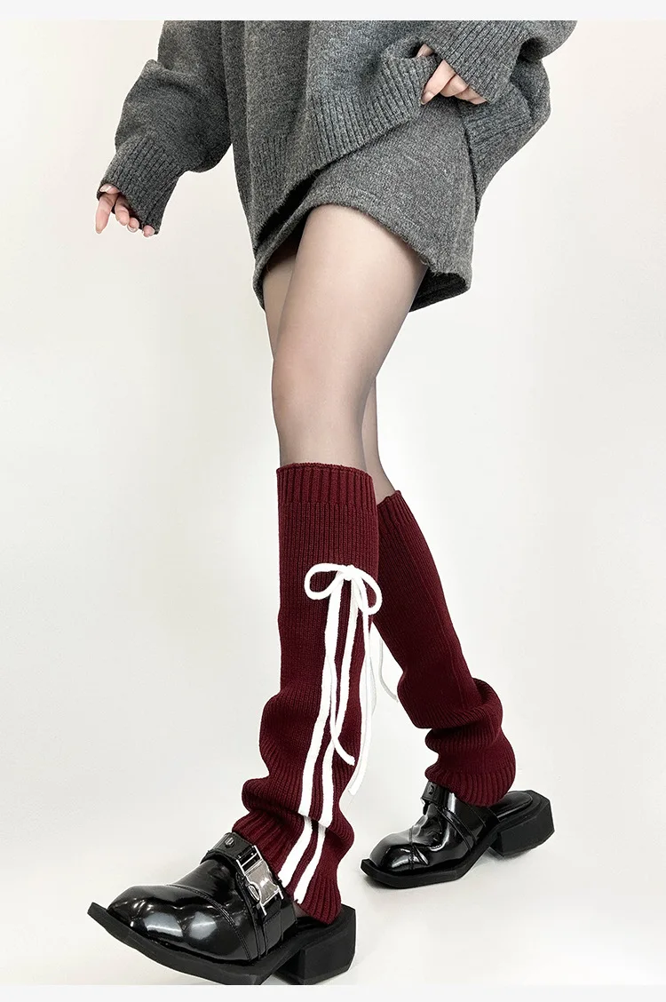 

Новые женские вязаные носки, гетры, зимние с напуском манжеты для ботинок, декор с белым бантом, милые кавайные носки до щиколотки для повседневной носки ​