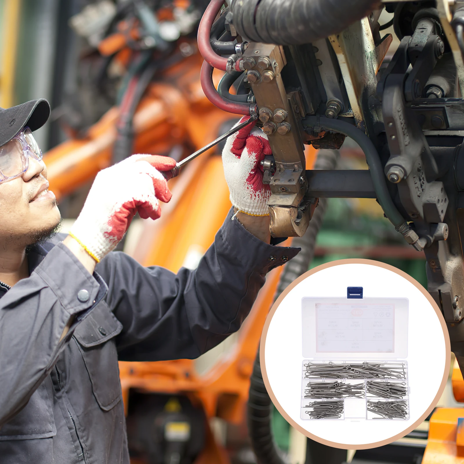 

1 set Stainless Steel Cotter Pin Kit Spring Clips Durable Fastener Assortment For Auto Machinery Repair Workshop Trucks Lawn