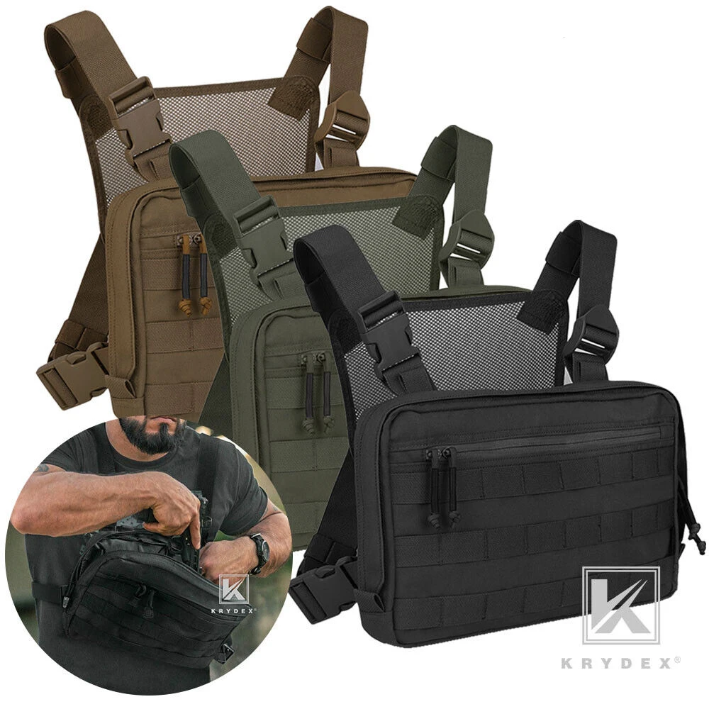 

KRYDEX Tactical Outdoor Hunting Vest Pouch Chest Bag Chest Recon Bag Chest Rig Tool Storage Combat Front Shoulder Strap Pack