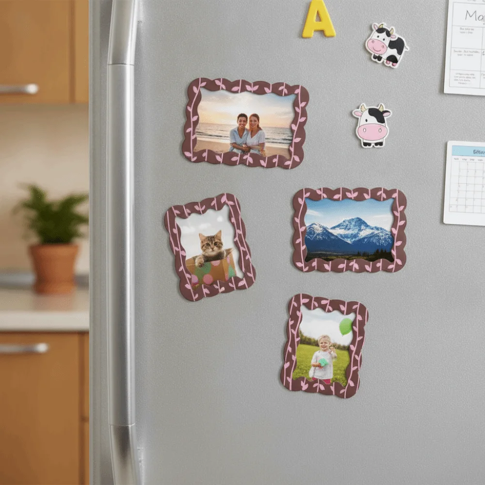 8PCS Vintage Magnetic Photo Frame Set Removable Reusable Fridge Magnet Photo Frame Decorative Cabinet Picture Frame Classroom