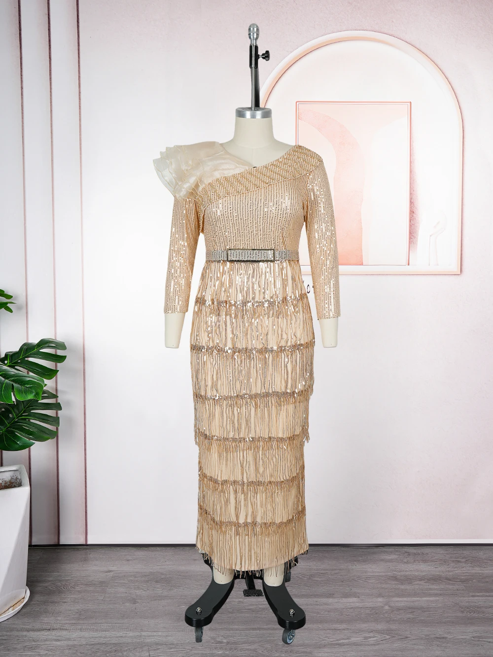 Plus Size African Party Dresses for Women 2025 New Dashiki Tassel Sequin Wedding Evening Gown Elegant Turkey Muslim Maxi Dress