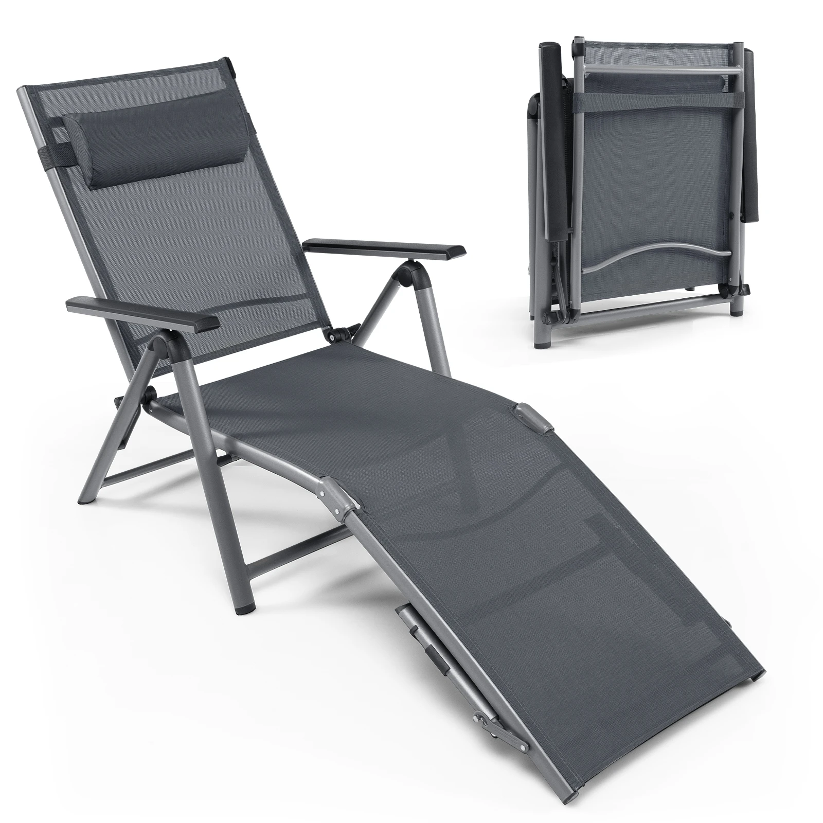 GOFLAME Chaise Longue d'Extérieur en Aluminium
