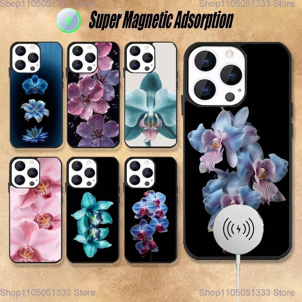 

Elegant Pink and Blue Orchid Phone Case For iPhone 17,16,15,14,13,12,11Pro,Max,Plus,Mini,Magsafe,Magnetic Wireless Charging Case