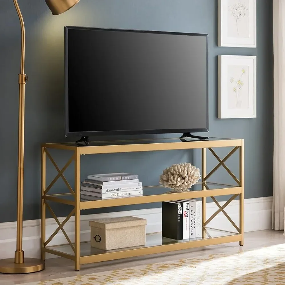 

Rectangular TV Stand for TV's Up To 50" in Brass Tv Stand Living Room Furniture