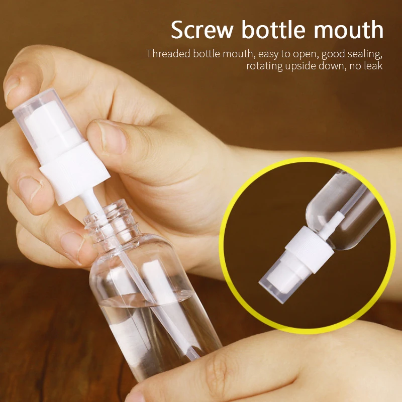 1pcs Refillable 10ml 20ml 60ml 80ml 150ml Clear PET Plastic Portable Spray Bottle Empty Perfume Container