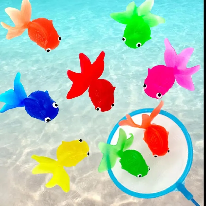 10Pcs Simulation Goldfish Toy Soft Rubber Colored Fake Goldfish Model Kindergarten Fishing Outdoor Baby Water Play Toy Gift