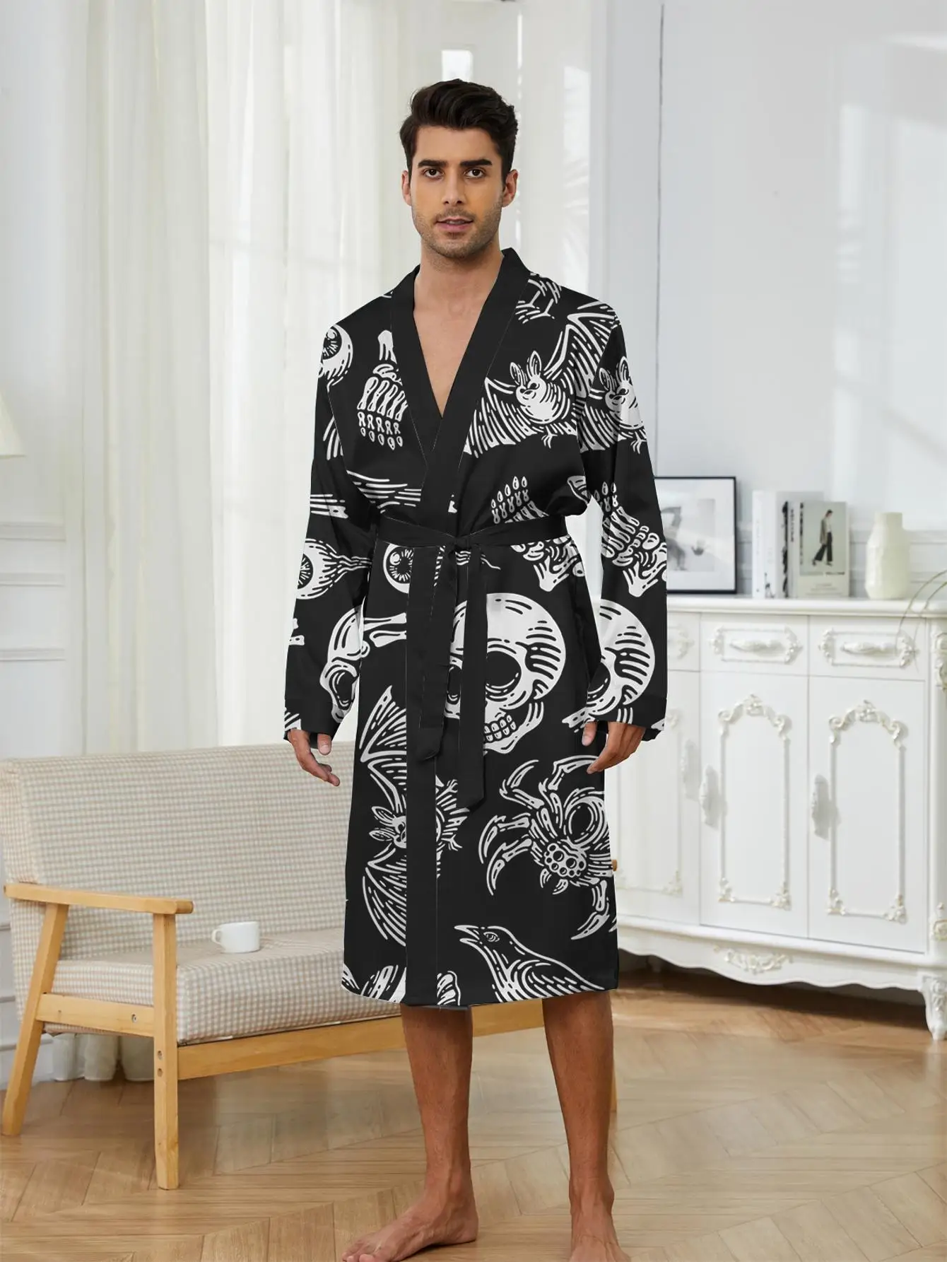 1pcs Men's Robes 2026 Spring/Summer Breathable Bathrobe man Graphic 3D Printed Robe man Sleepwear sleepwear Sleepwear