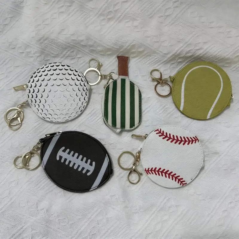 A52E Practical Small Keychain Organizers With Ball Imprints Compact Holder Wallet Perfect Gift For Sports