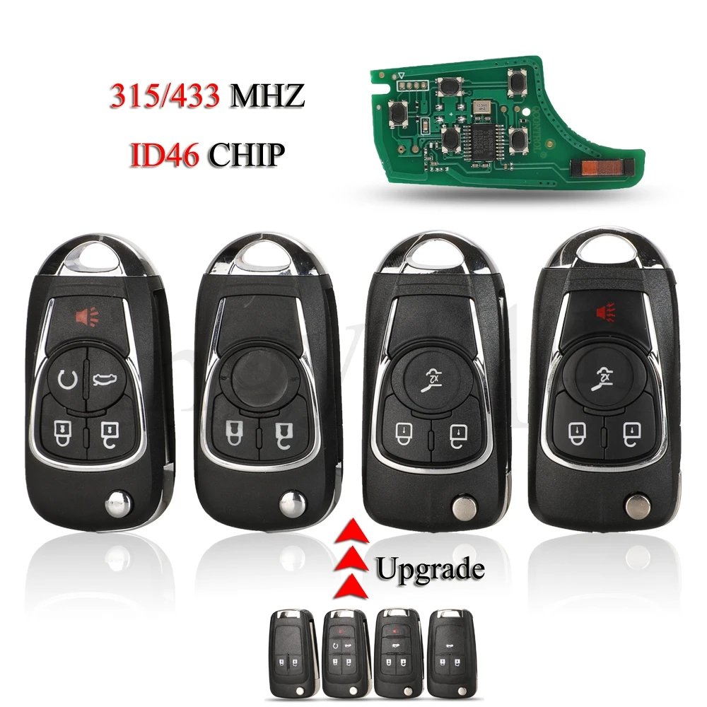 jingyuqin Upgrade Remote Smart Car Key For Chevrolet Aveo Cruze Camaro Epica Impala Lova Orlando 315/433MHz ID46 PCF7931E/7937