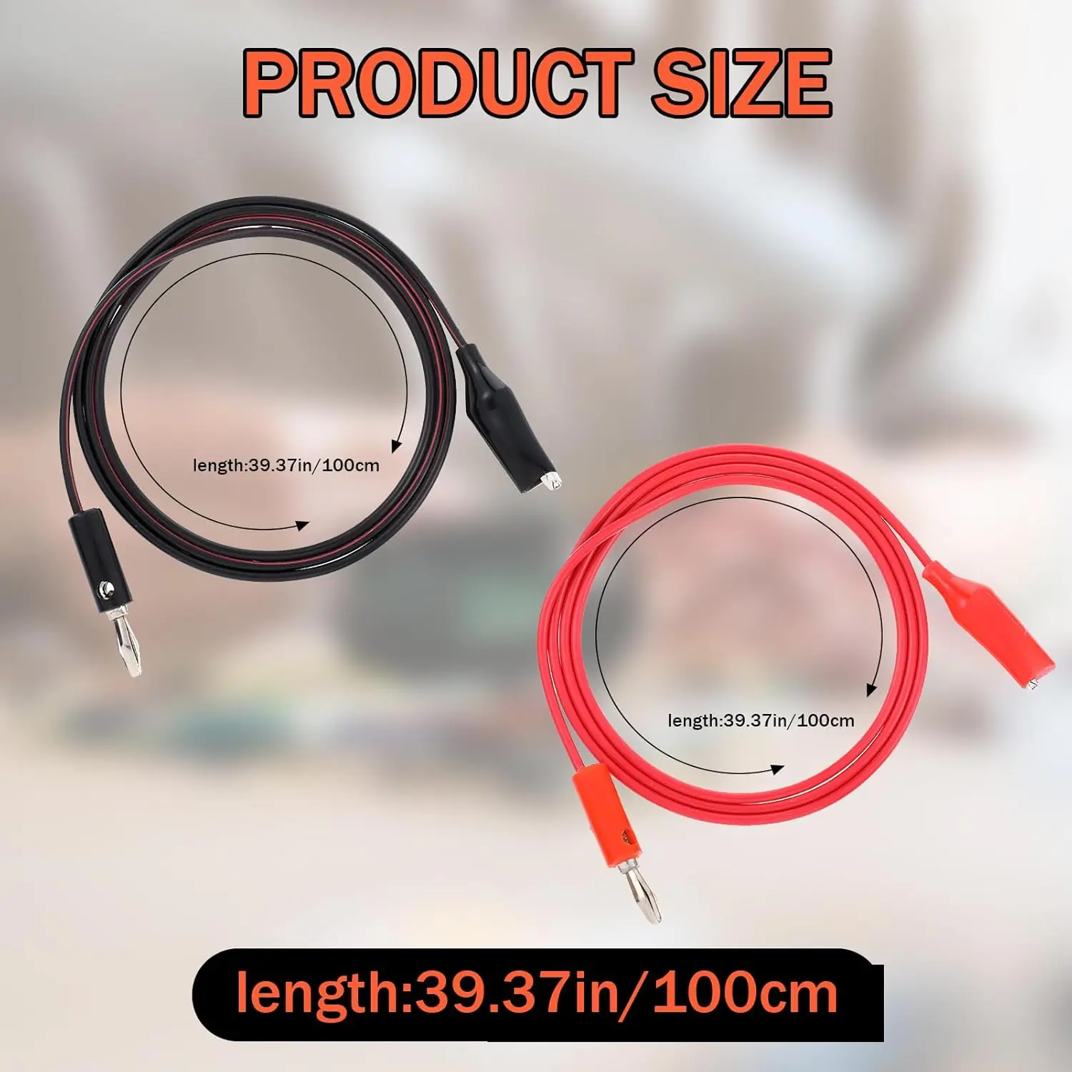 2 Pack Banana Plug to Alligator Clip Test Leads Wire Cable 4mm Banana Plug for Multi-Meter Electrical Test Jumper Wire