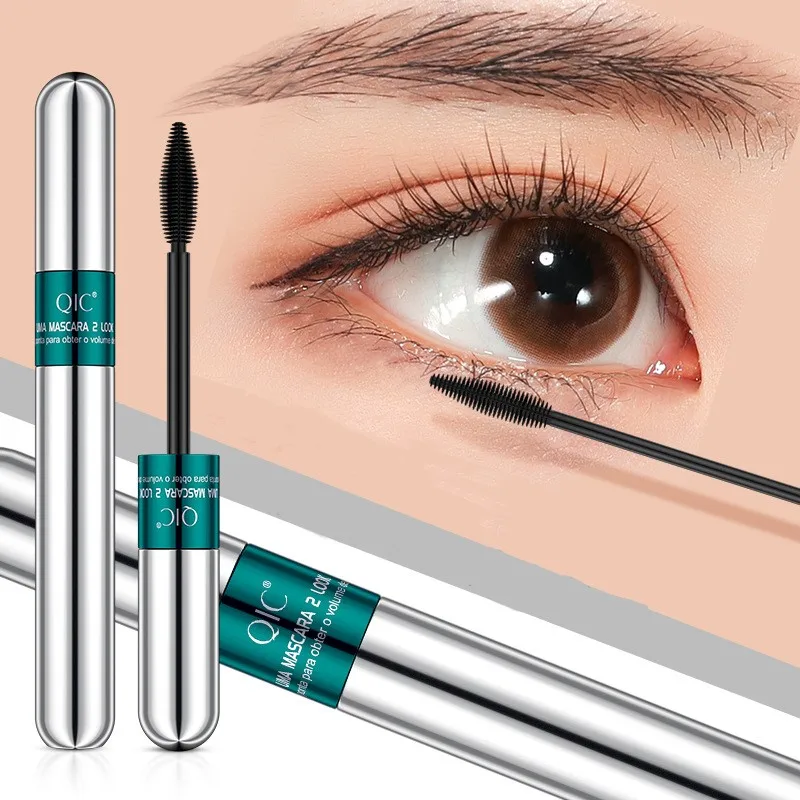 2 In 1 Paar Borstelkop Borstelige Slanke Lange Mascara Duurzame Styling Waterdichte Niet-Duizelig Verven Curling Wimpers 3d Make-Up Cosmetisch