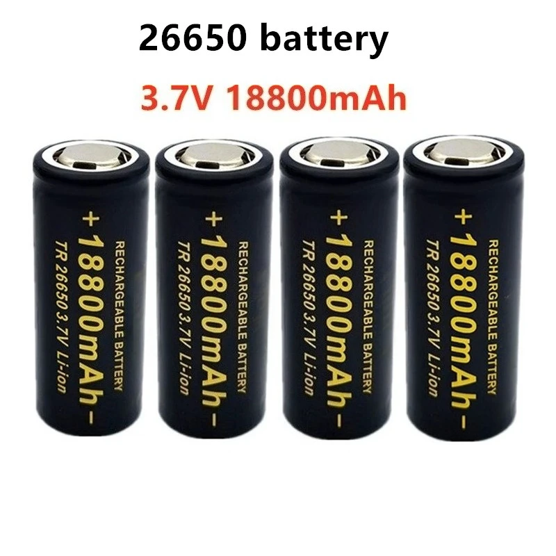 

1--10 шт. литиевая батарея 26650, перезаряжаемая батарея 3,7 В, 18800 мАч, подходит для фонариков или электронных устройств