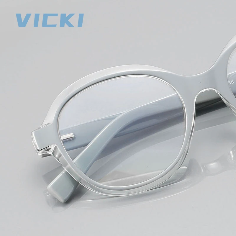 VICKI New Simple Design Geometric Round Frame Progressive Anti-Blue Light Glasses Customizable Prescription Photochromic Eyewear