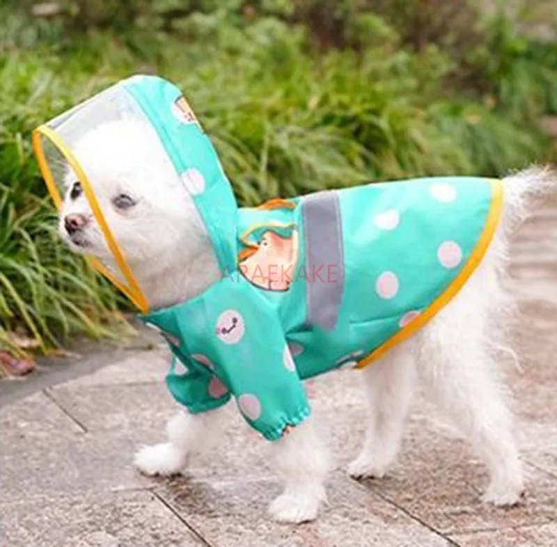 Dog Raincoat Teddy Bear Pomeranian Small Puppy Raincoat Dog Full Pack Waterproof Rainy Pet Clothes Four Legs