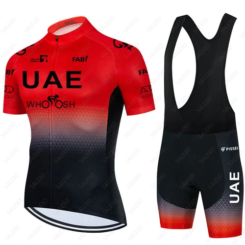 Imagen 2 del producto Conjunto de Ropa de Ciclismo del equipo Uae para hombre, Maillot de manga corta, pantalones cortos 19D, verano, 2023