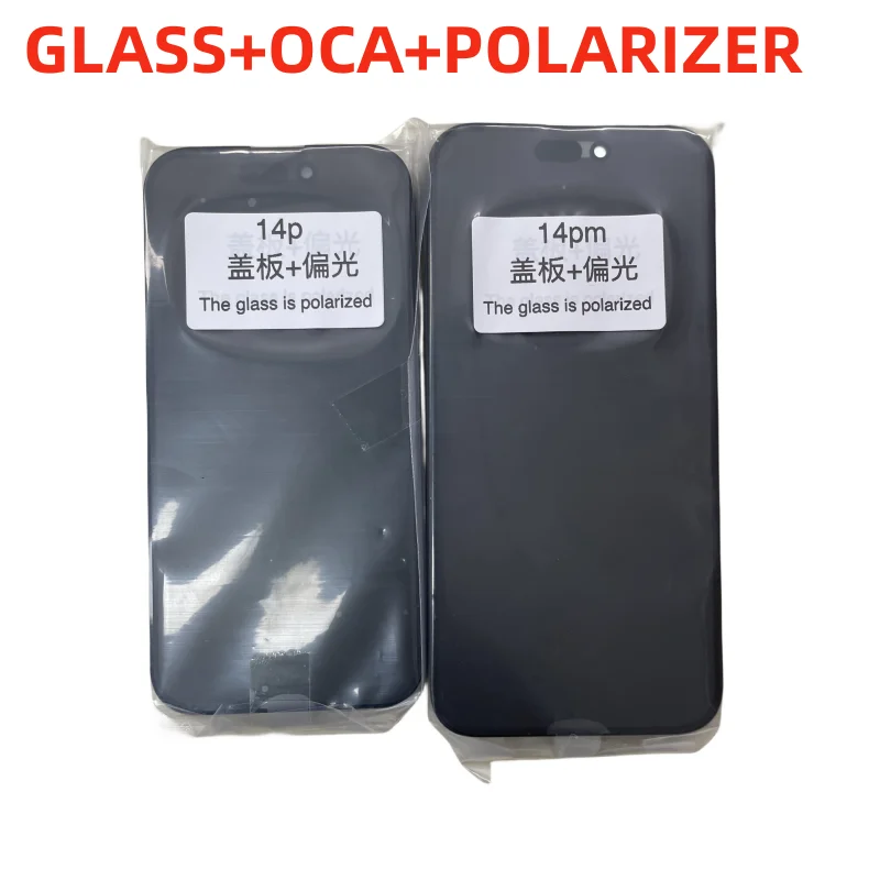 5PCS 3 in 1 outer glass With OCA With Polarizer Glue for iPhone 12 13 mini 14 15 PLUS  pro max polarizer glass Replacement