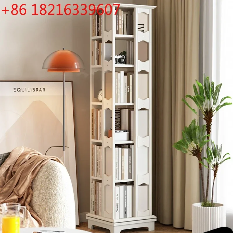 

Bookshelf Rotating 360 Degrees Floor Solid Wood Bookcase Living Room Bedroom Children Student Picture Book Rack