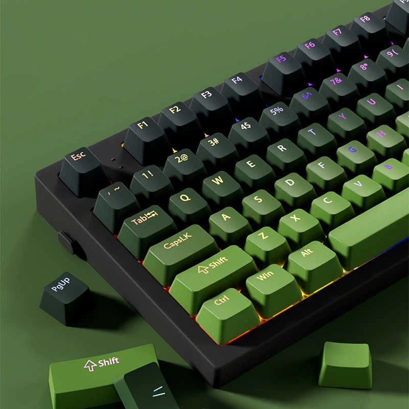 130+ Tasten Matcha Green Shine Through Tastatur-Tastenkappen OEM-Profil Double Shot PBT-Tastenkappen für Cherry MX Switches Gaming-Tastatur