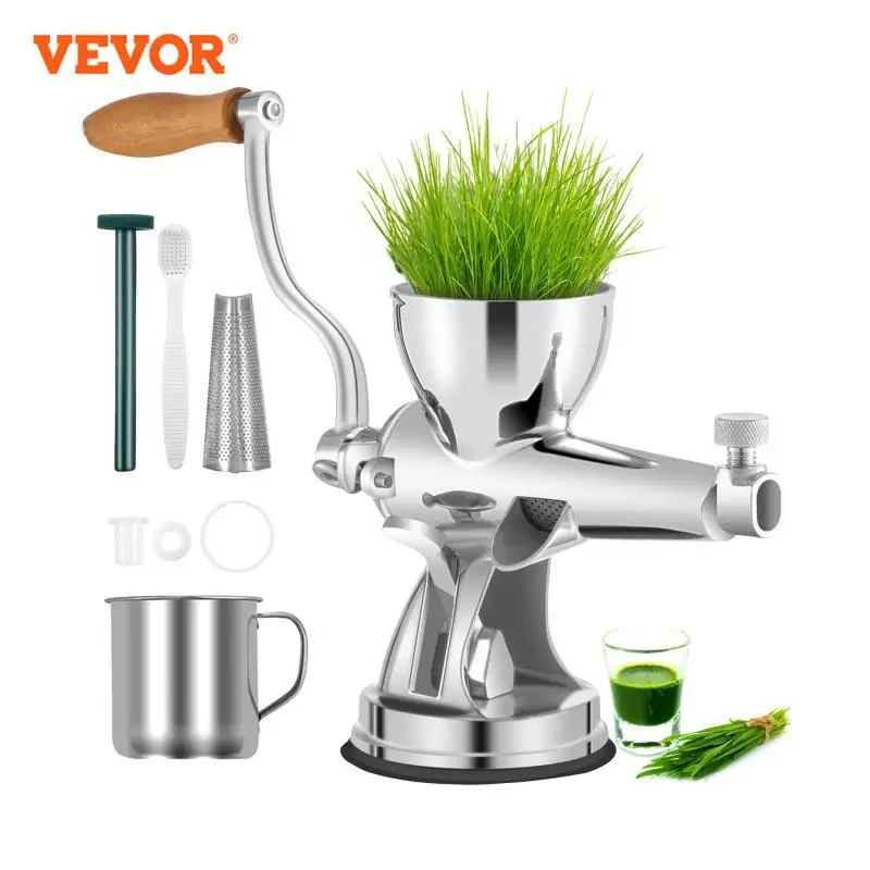 VEVOR Manual Wheatgrass Juicer Stainless Steel W/ Suction Cup Base Table-Top Clamp Extractor for Ginger Celery Home Kitchen Use