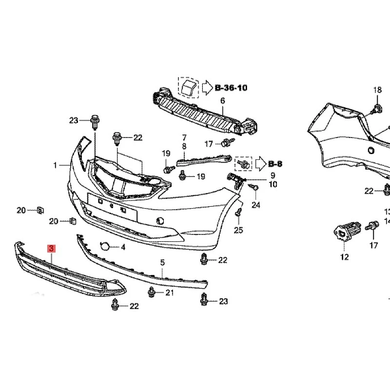 Suitable for 2008 Ho nd a Fi t Lower grille of front bumper Front bumper ventilation net