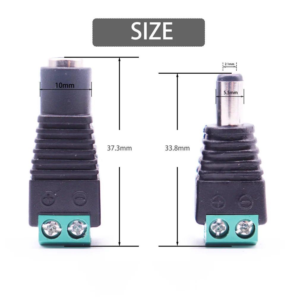 DC Connector 5.5mm x 2.1mm Jack Socket Male and Female LED Adapter For CCTV Power Convert LED Strip Light Connection