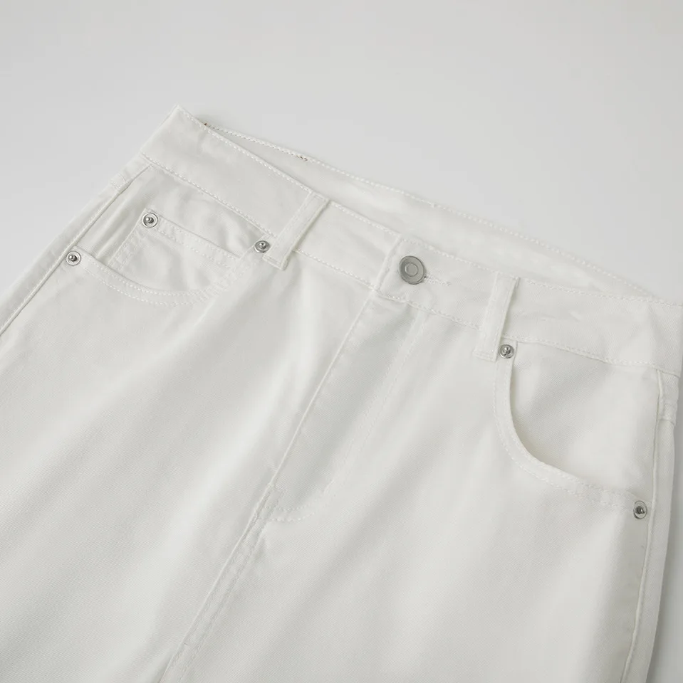 Maxdutti Zhutianzhu Micro Flared Cropped Pants 2026 Summer New Style Temperament High Waist Slimming White