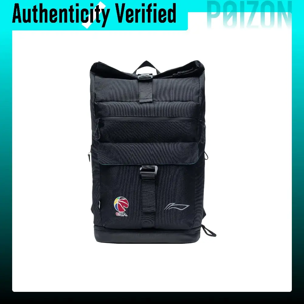 Li Ning Sports Basketball Collection Polyester Students Backpack Regular Unisex Black ABST027-1