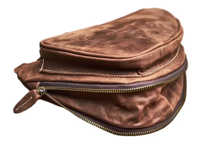 NUPUGOO – Echte Leder-Vintage-Brusttasche für Herren, als Umhängetasche oder Schultertasche tragbar, hochwertiges Leder, multifunktionaler Reißverschluss für 9,7-Zoll-Geräte. – Detail 11