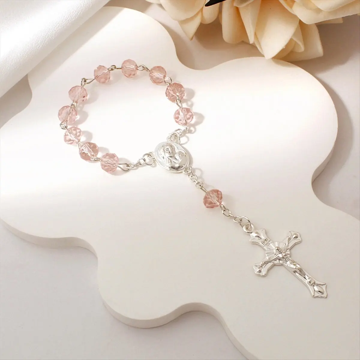 Top 30 Pack Baptism Rosary Beads Mini Rosaries Baptism Favors for Car Rearview Mirror Weddings First Communion Gift Pink
