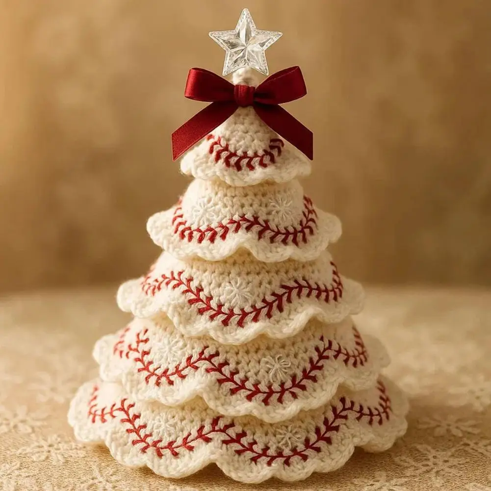 15cm Handmade Football/Baseball Crochet Christmas Tree Ornaments DIY Sports Themed Knit Christmas Tree Kit For Holiday Decor