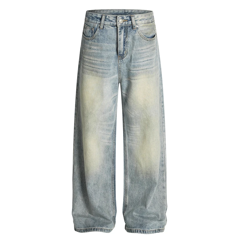 

Cleanfit High Street Waed Yellow Clay Dye Light Blue Yellow Waed Loose Jeans for Men And Women Summer Casual Straight Leg...