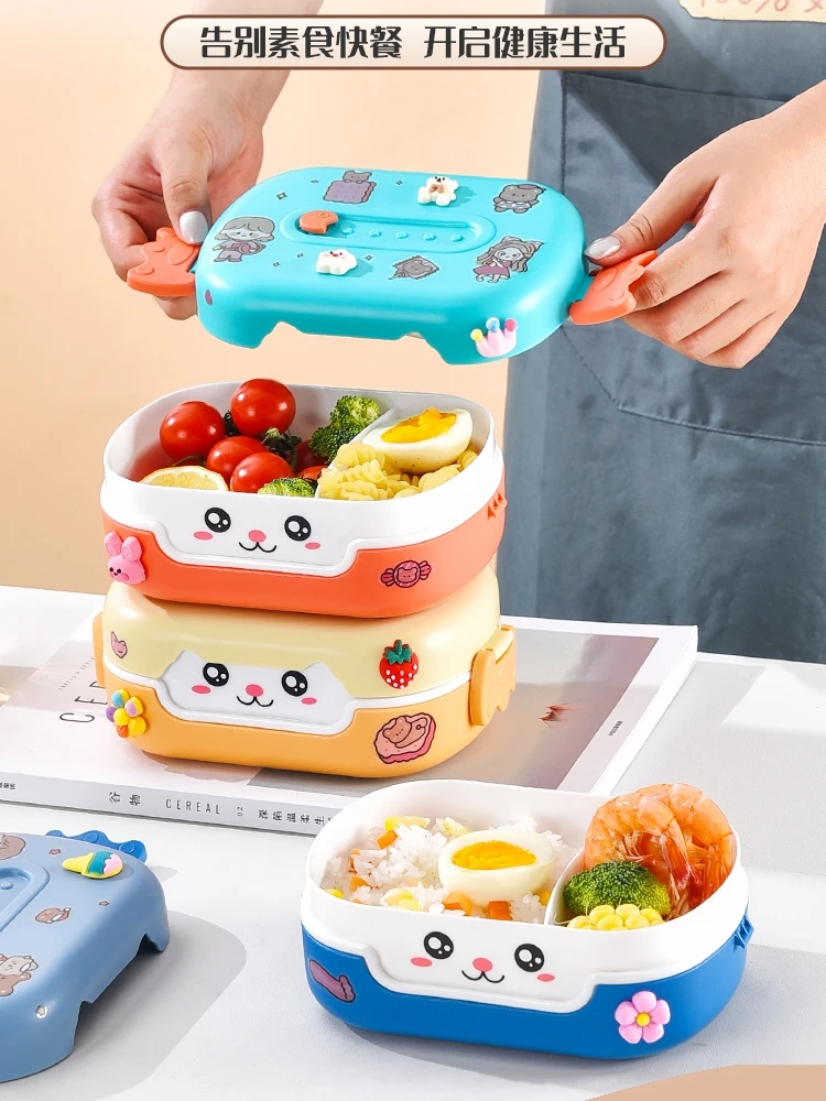 Fiambrera Bento de dibujos animados de Anime, caja de almuerzo Rectangular de plástico a prueba de fugas para niños, contenedor de comida portátil para microondas, fiambrera escolar para niños