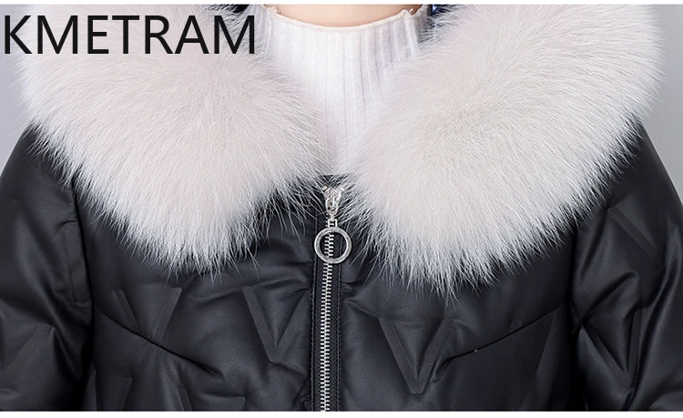 KMETRAM Fashion Winter Clothes for Women 90% White Duck Down Liner Sheepskin Genuine Leather Coats Four Colors Veste Femme