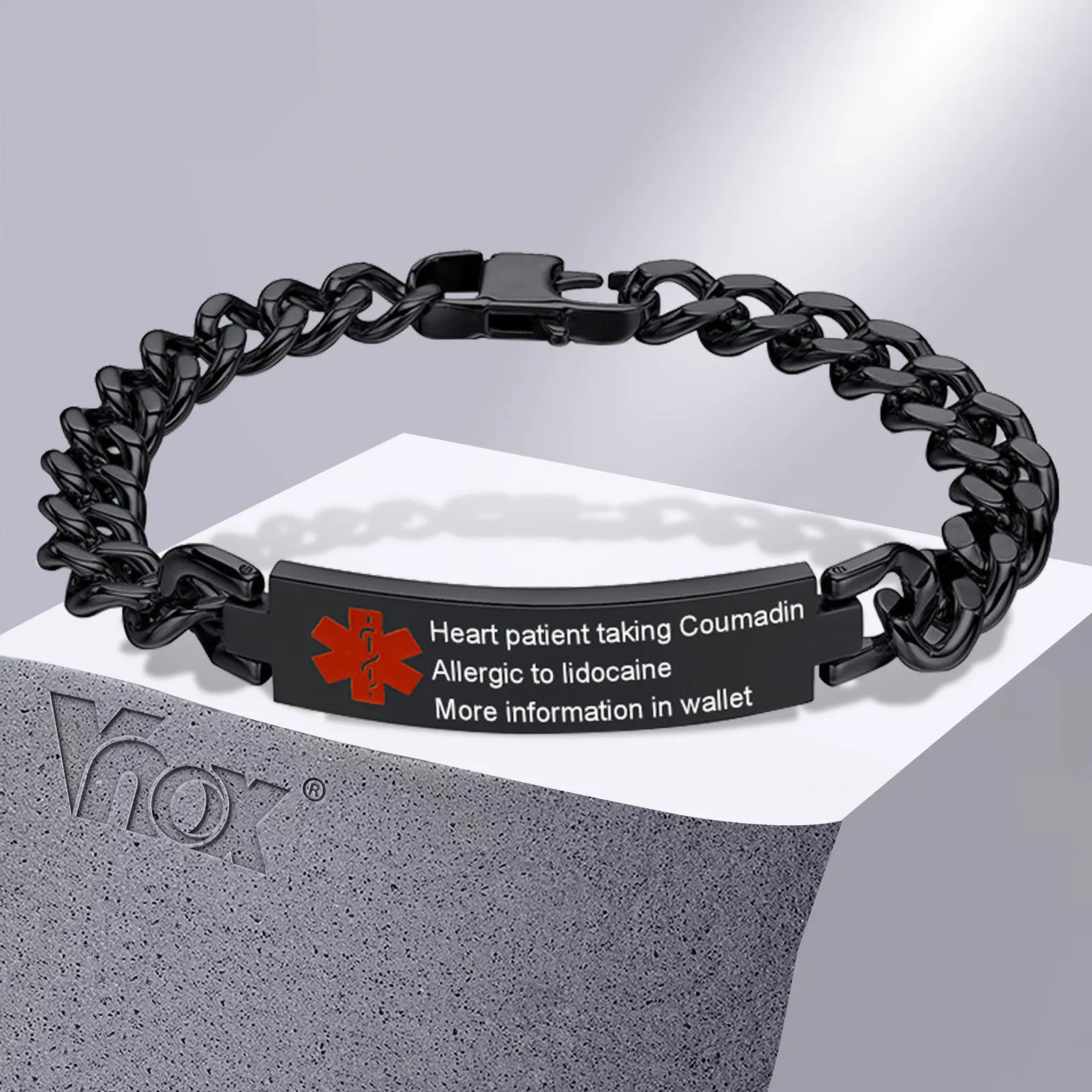 

Vnox Free Custom Engraving Medical Alert ID Bracelets for Men Women,Anti Allergy Stainless Steel Emergency Outdoor Jewelry