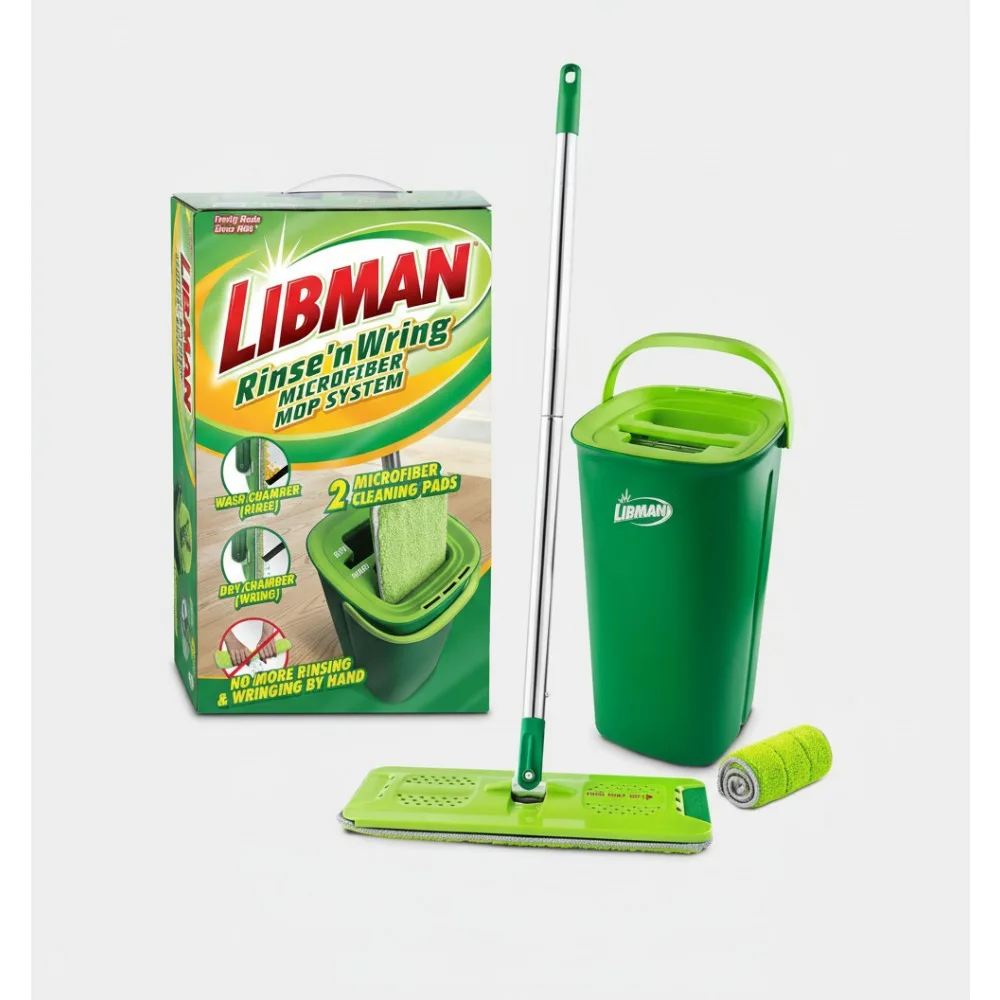

Dual Chamber Mop Bucket System, Microfiber Wet Dry Floor Cleaner for Hardwood Laminate Tile, Adjustable Wring Mechanism