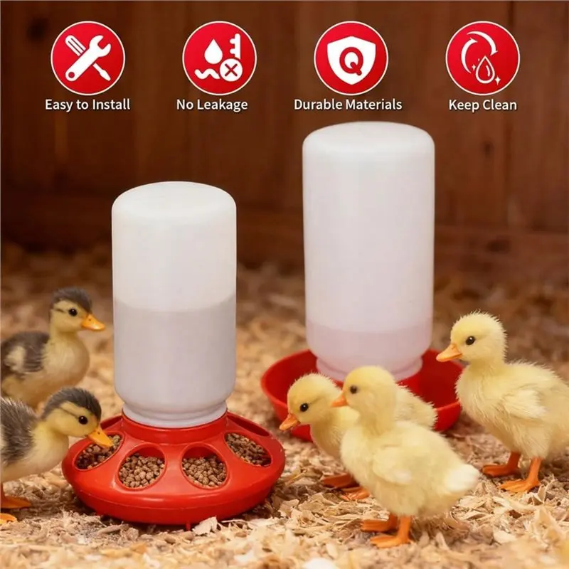 AAAN-Automatic Chick Feeder & Waterer Kit - Top-Fill Design For Easy Refills, Plastic Poultry Drinker