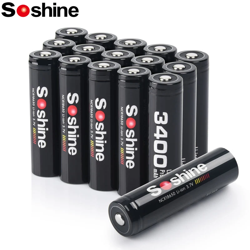 Soshine 18650 3400mAh Li-ion Battery 3.7V 3400mAh Rechargeable Battery 18650 Lithium Batteries for Microphone Headlamp Recorder