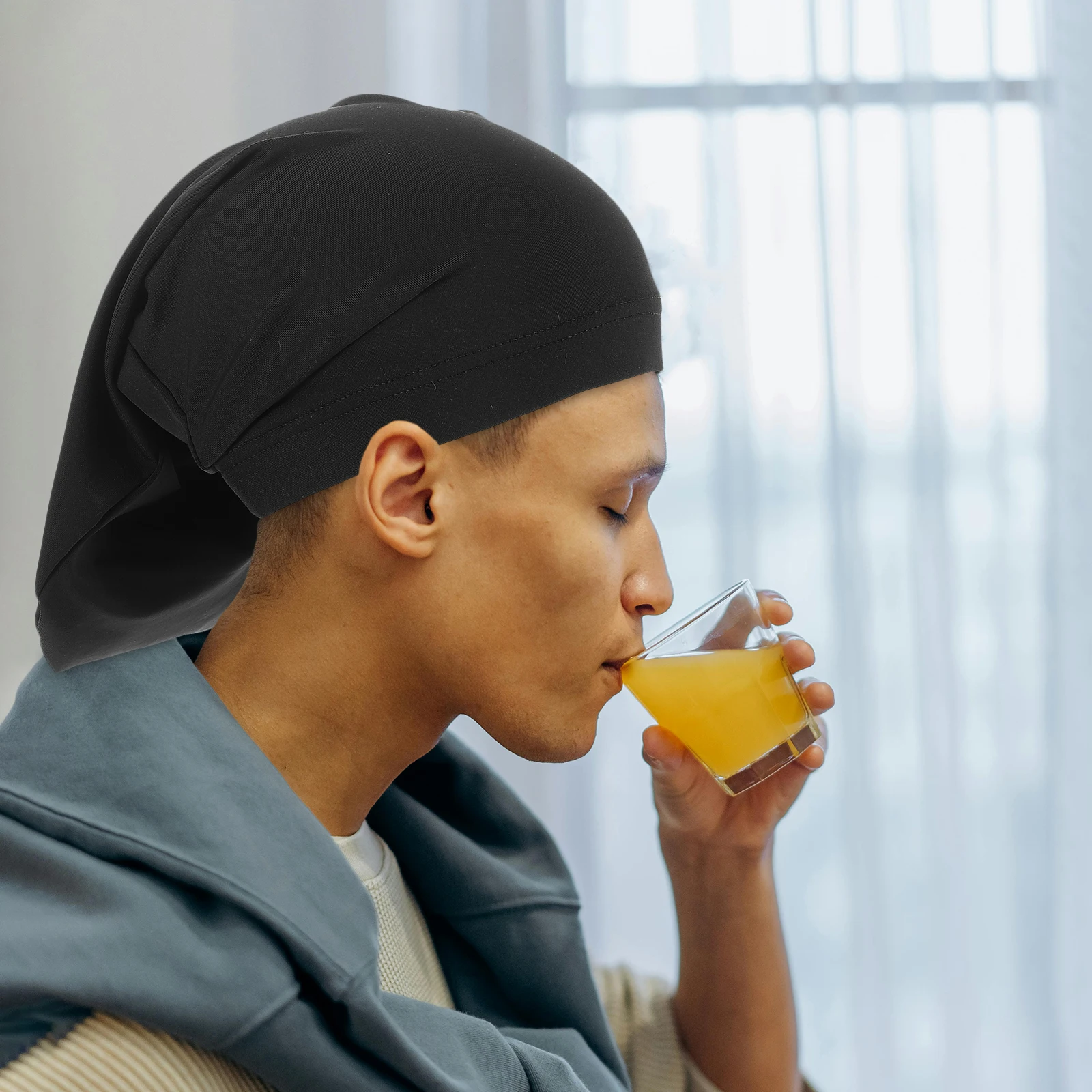 

Long Tail Bonnet for Dreads Men Hip-Hop Hair Turban Dreadlock Care Cap Soft Breathable Headscarf Travel Outdoor Sports Daily Use